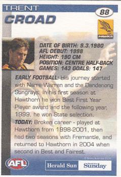 2005 Select Herald Sun AFL #88 Trent Croad Back